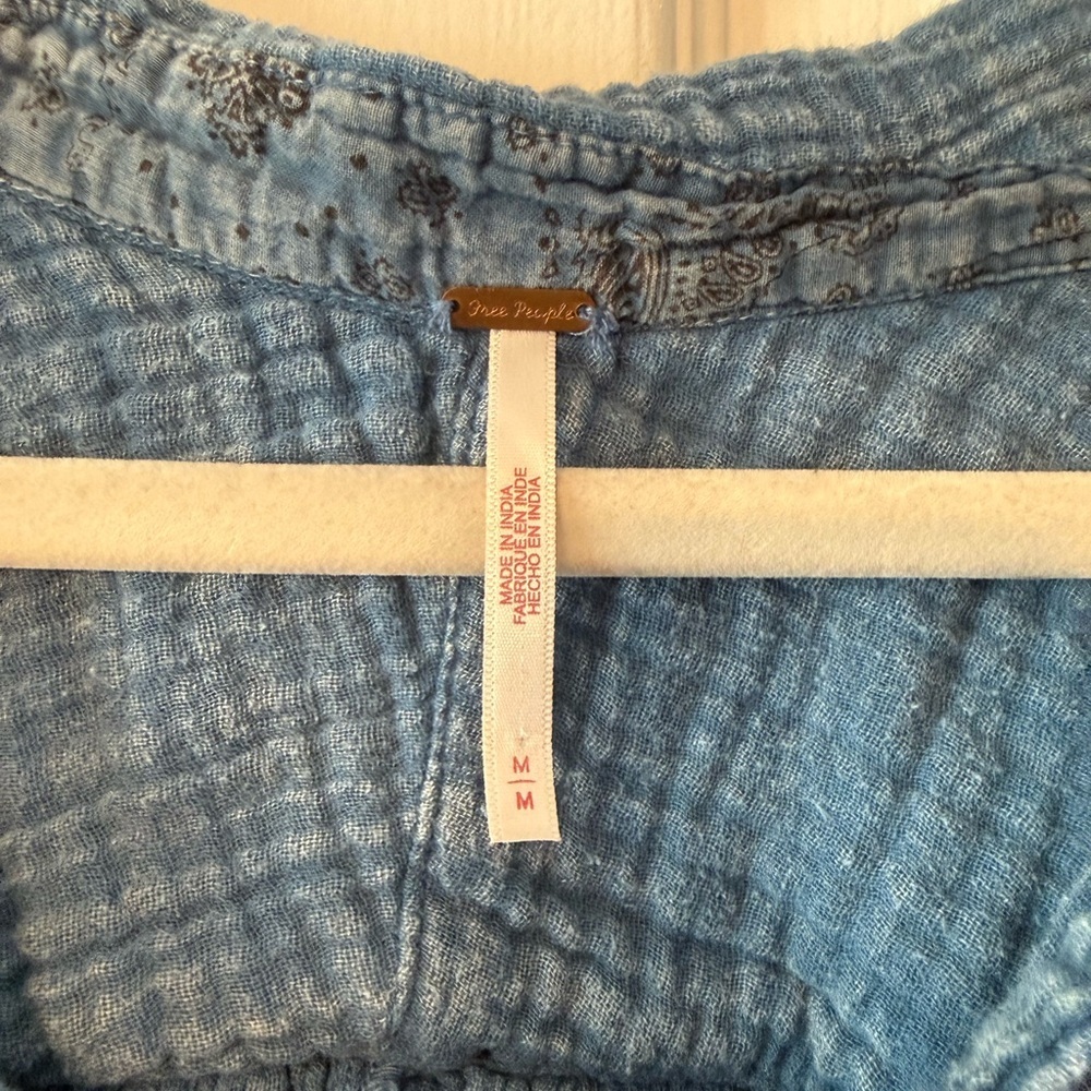 Free People Light Blue Textured Top - Picture 2 of 5